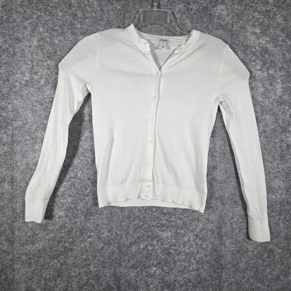 J. Crew Classic White Button-Down Sweater